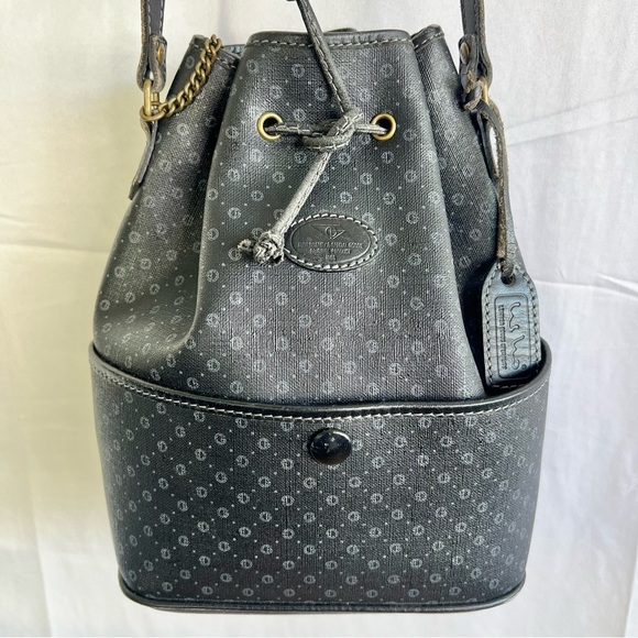 VINTAGE BLACK BUCKET BAG SHOULDER  BAG CANVA CROSSBODY BAG - Picture 2 of 14